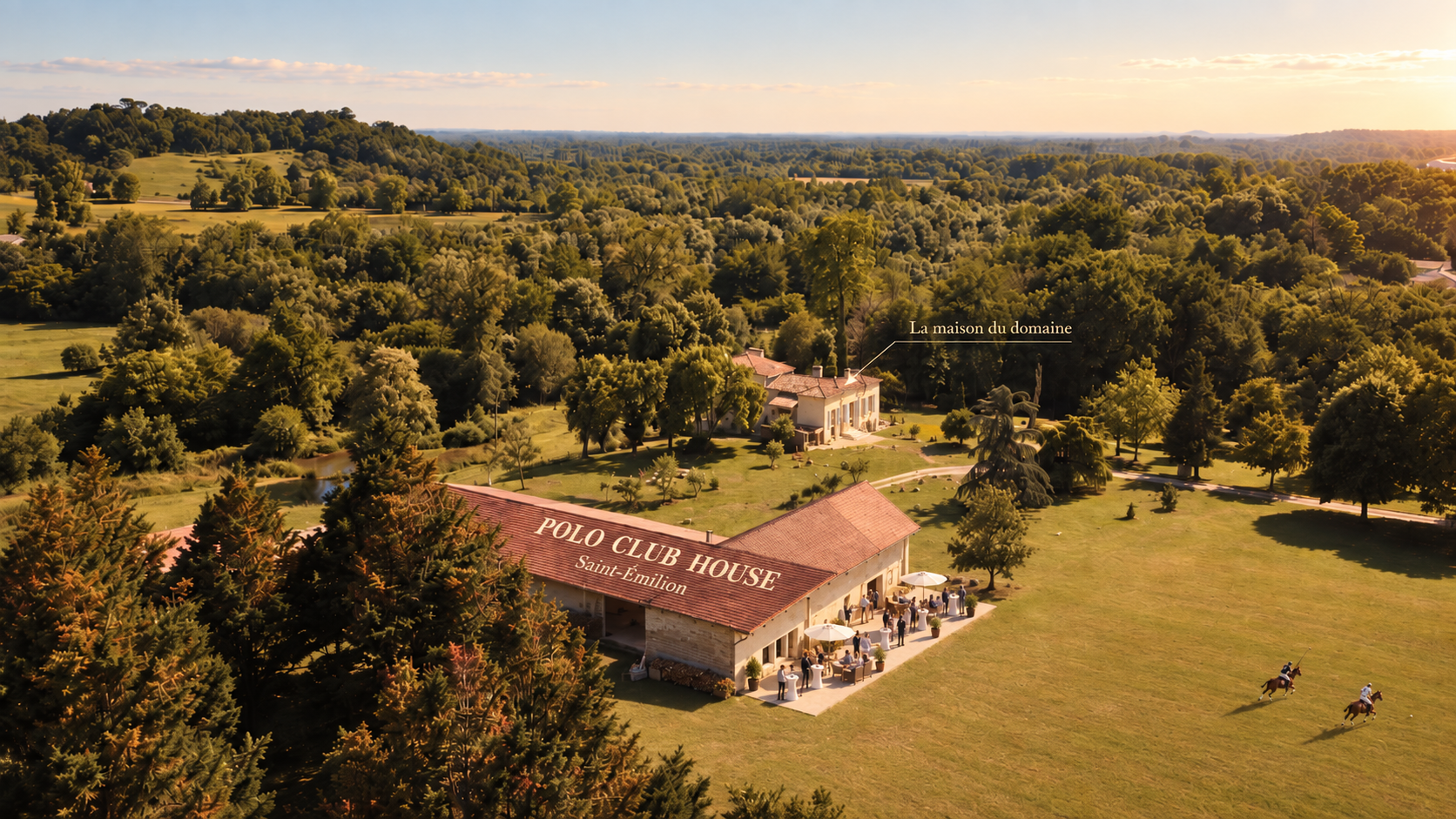 Vue aérienne du domaine du Polo Club House Saint-Émilion (11 hectares)